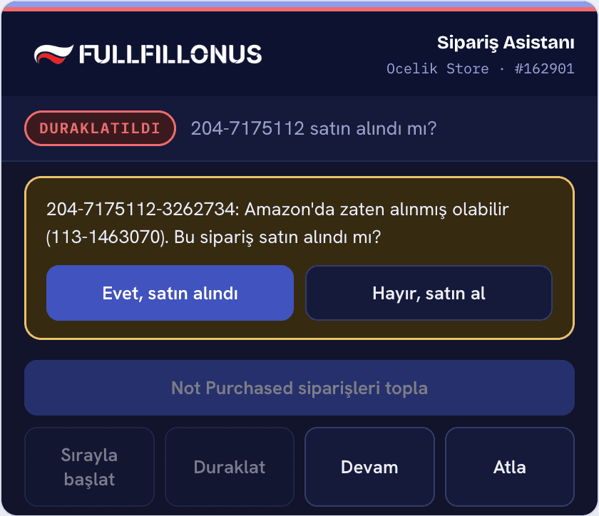 Satın alındı mı onay kutusu